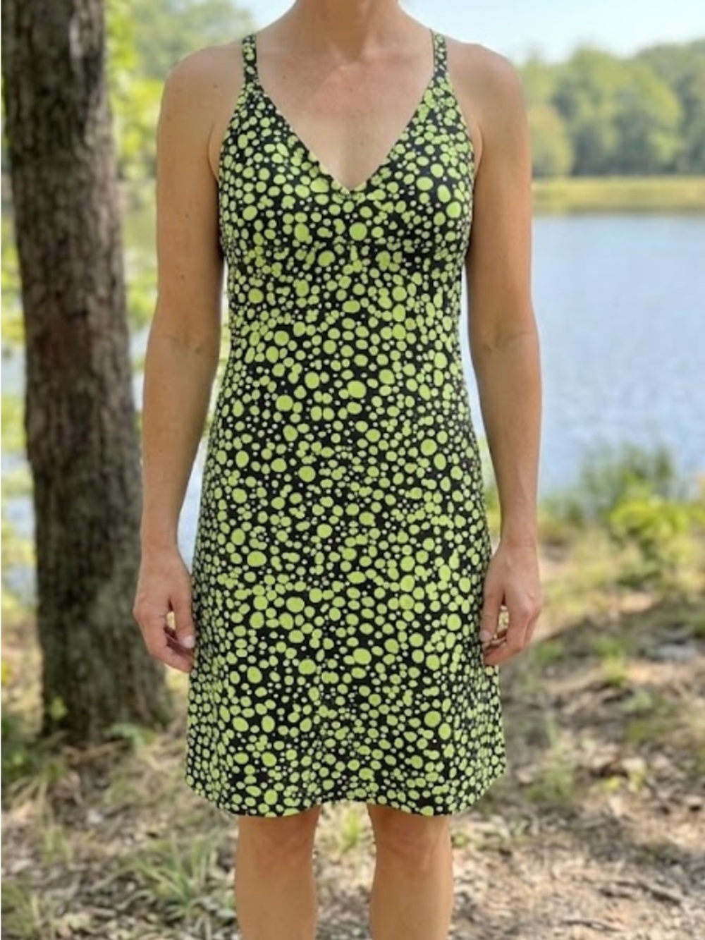 Title Nine Active Dress Athletic Lime Green Black Built In Bra Racerback Medium